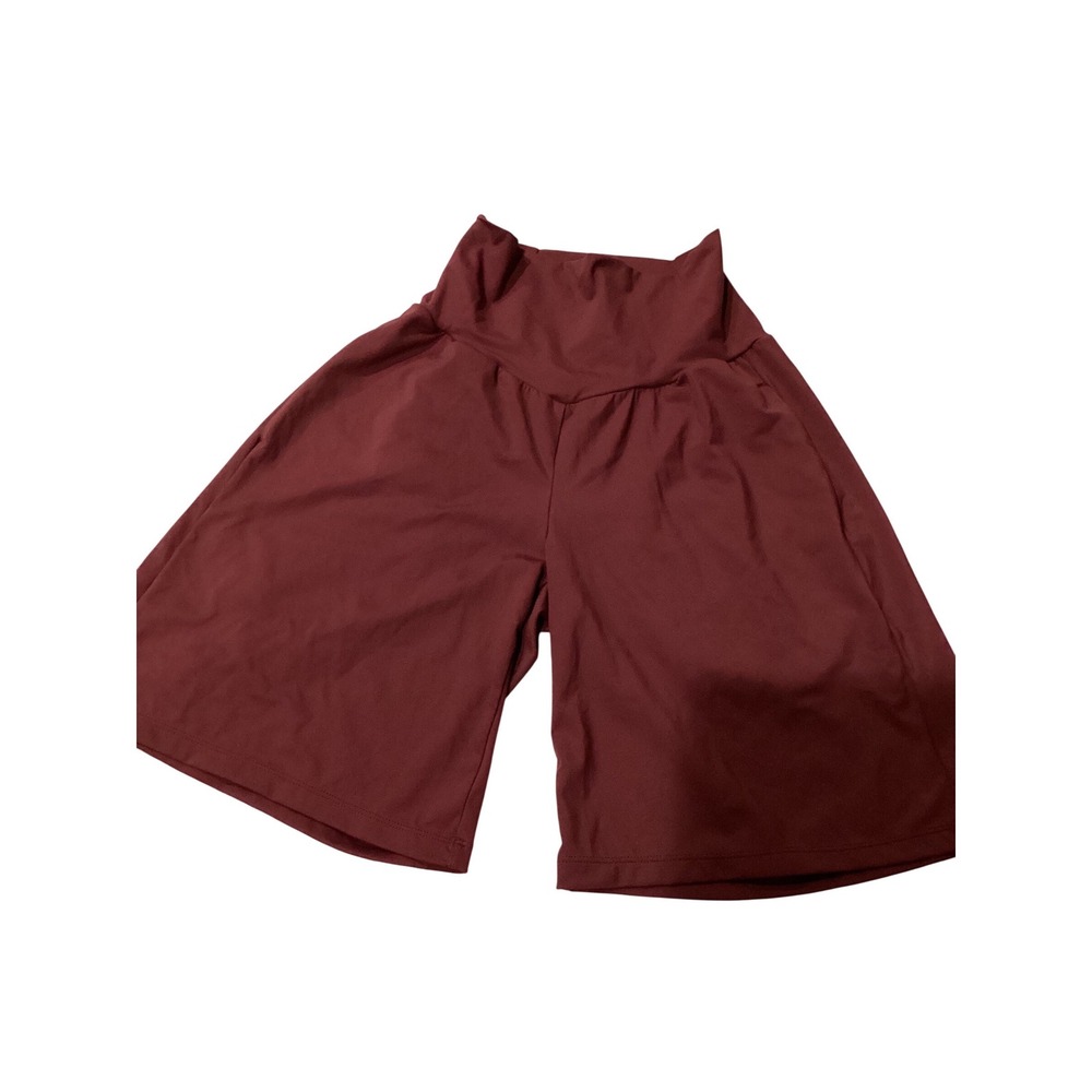 Halara Womens High Waisted Wide Leg‎ Active Shorts Burgundy Red Size S 791280